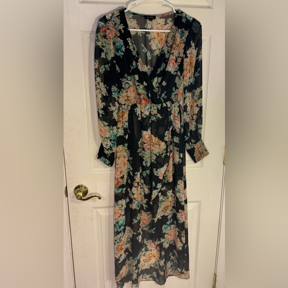 Miss Avenue high low long sheer floral dress